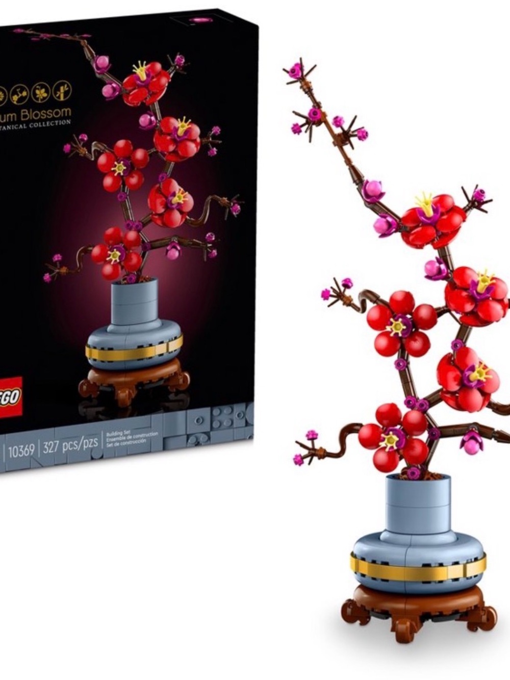 Lego Plum Blossom Faux Floral Arrangement - Red and Pink